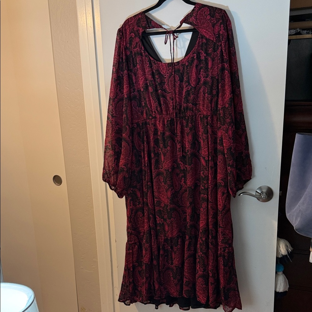 Torrid Elegant Red and Black Long Sleeve Dress